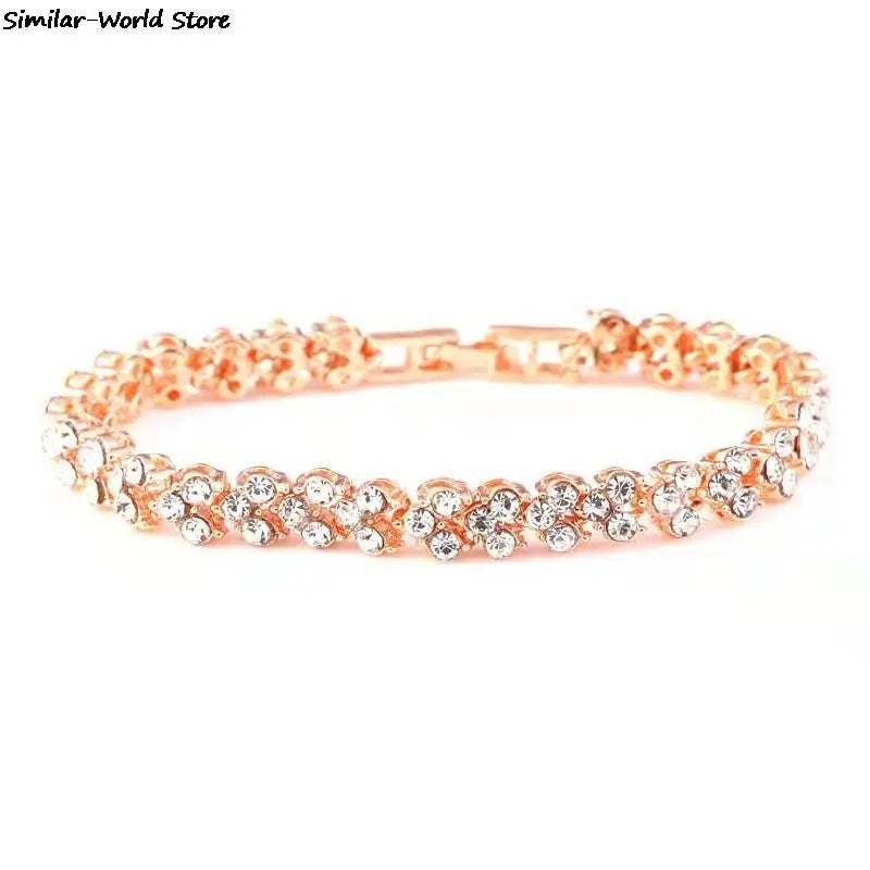 Cubic zirconia gold tennis chain hiphop silver color bracelets iced gift