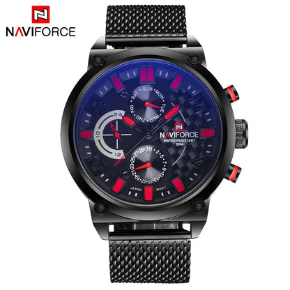 Naviforce Luxury Brand Men Stainless Steel Analog Watches Men's Quartz 24 Hours Date Clock Man Fashion Casual Sports Wirst Watch