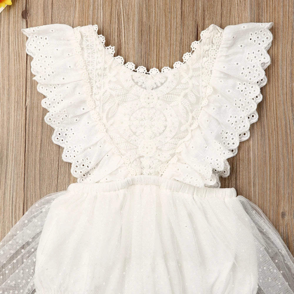 Meta Baby Fashion 0-24 Months Baby Girl Clothes Girls Flower Lace Romper Newborn Jumpsuit Kids Tutu Princess Outfit Summer Kid One-Pieces Clothing