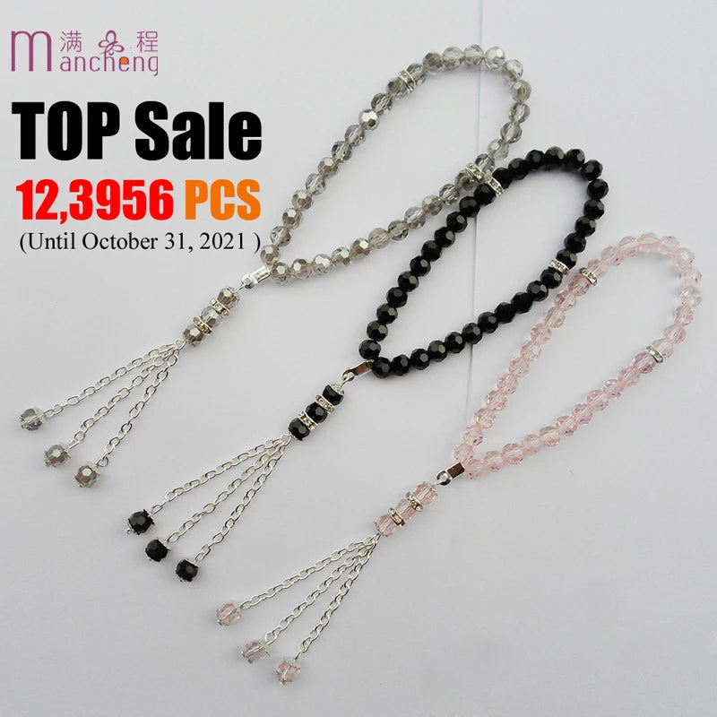 tiki 11 Kleur Godsdienstig 2 Rupee Item 33 Krale Moslem Kristal Armbande Vroue Mans Tasbih Gebed Glaskrale Armband Man Islam