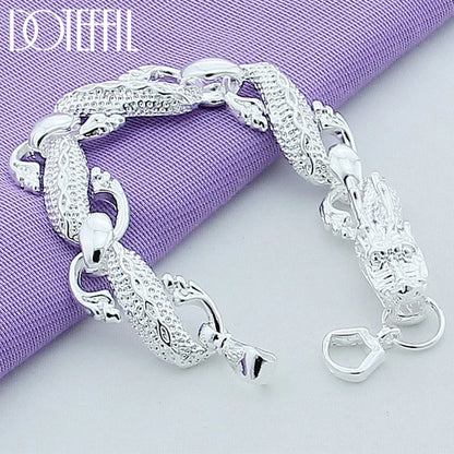 DOTEFFIL 925 Sterling Silver Dragon Cuff Bracelet For Man Women Charm Wedding Engagement Party Fashion Jewelry