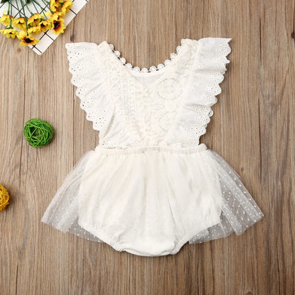 Meta Baby Fashion 0-24 Months Baby Girl Clothes Girls Flower Lace Romper Newborn Jumpsuit Kids Tutu Princess Outfit Summer Kid One-Pieces Clothing