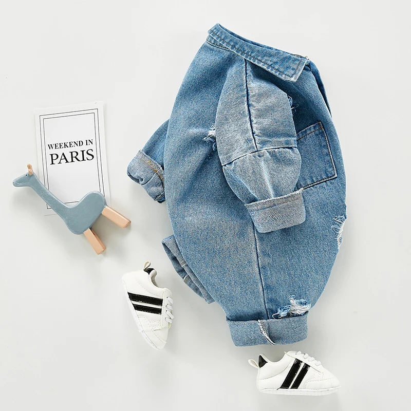 Newborn Baby Denim Baby Girl Clothes Outfits Baby Boys Rompers Kid Cotton Flexible Hole Denim Costume Girls Infant Jumpsuit