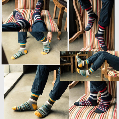 Casual Mens Socks Chromatic Stripe Five Pairs Of Socks Man With The Final Design Clothing Fashion Designer Style Cotton  No Box