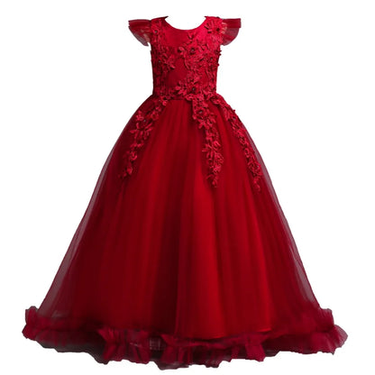 Fancy Princess Party Dresses for Girls Long Sleeveless Flower Party Evening Dresses Kid Prom Wedding Children Dress