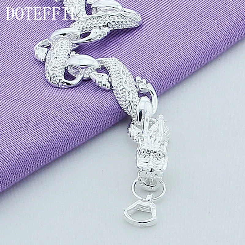 DOTEFFIL 925 Sterling Silwer Dragon Cuff Armband Vir Man Vroue Charm Trou Verlowingspartytjie Mode-juweliersware