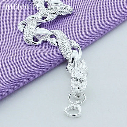 DOTEFFIL 925 Sterling Silwer Dragon Cuff Armband Vir Man Vroue Charm Trou Verlowingspartytjie Mode-juweliersware