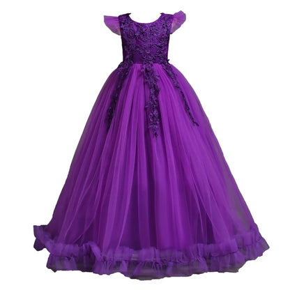 Fancy Princess Party Dresses for Girls Long Sleeveless Flower Party Evening Dresses Kid Prom Wedding Children Dress