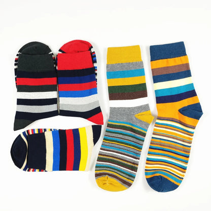 Casual Mens Socks Chromatic Stripe Five Pairs Of Socks Man With The Final Design Clothing Fashion Designer Style Cotton  No Box