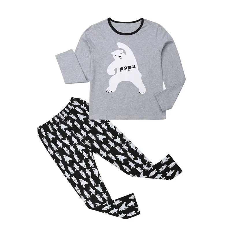 Xmas Family Matching Pajamas Set Father Mother Kid Baby Outfit Bear Long Sleeve Top Pants Sleepwear Nightwear Clothing Set