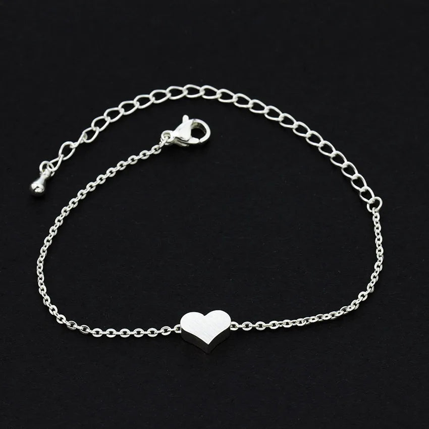 V Attract Mini Love Heart Statement Beacelets For Women Couple Jewelry Stainless Steel Hand Link Best Friend Gift Pulseras