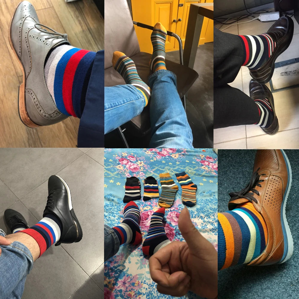 Casual Mens Socks Chromatic Stripe Five Pairs Of Socks Man With The Final Design Clothing Fashion Designer Style Cotton  No Box