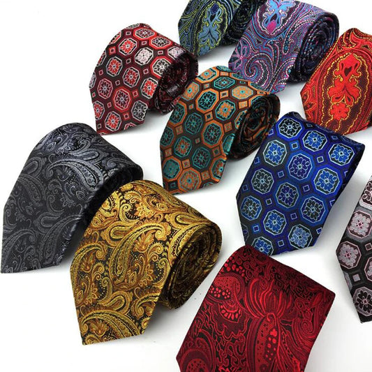 Ricnais New Design Mens Tie Luxury Man Floral Paisley Neckties Hombre 8 cm Gravata Tie Classic Business Casual Tie For Wedding