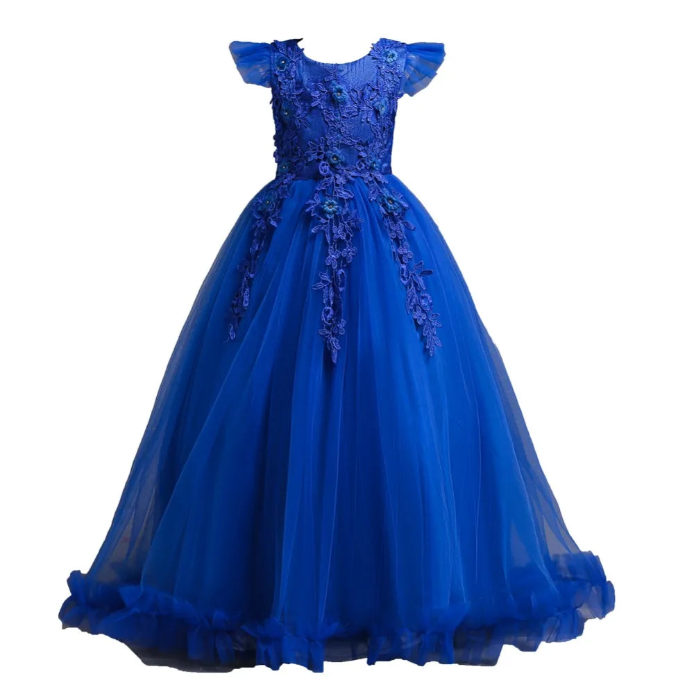 Fancy Princess Party Dresses for Girls Long Sleeveless Flower Party Evening Dresses Kid Prom Wedding Children Dress