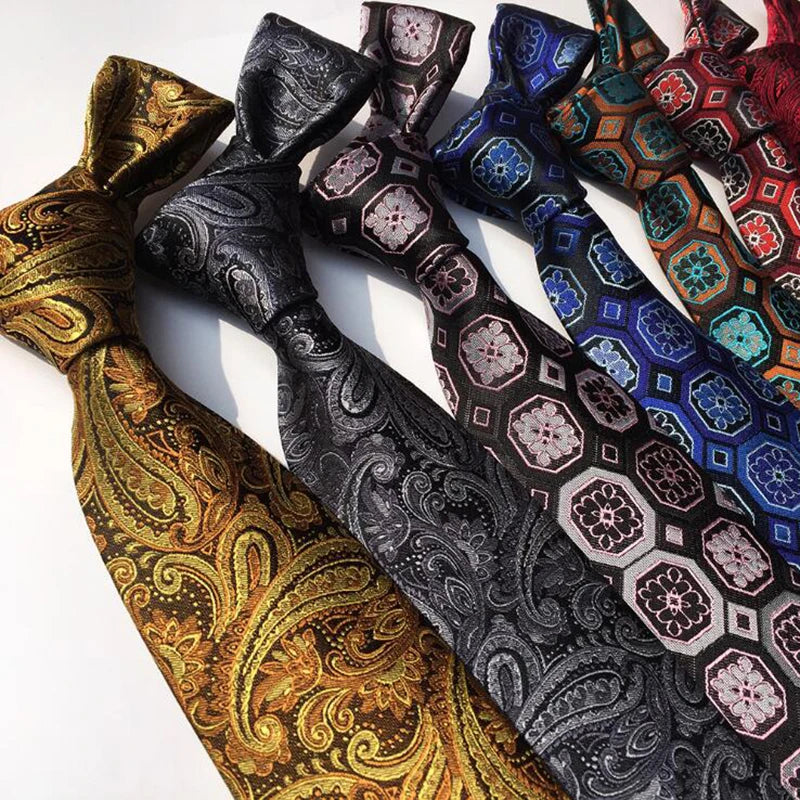 Ricnais New Design Mens Tie Luxury Man Floral Paisley Neckties Hombre 8 cm Gravata Tie Classic Business Casual Tie For Wedding