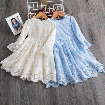 Floral Embroidery Girl Princess Lace Dress Kid Baby Party Wedding Pageant Gown Formal Dresses for 3 4 5 6 7 8 Years Girls Cloth