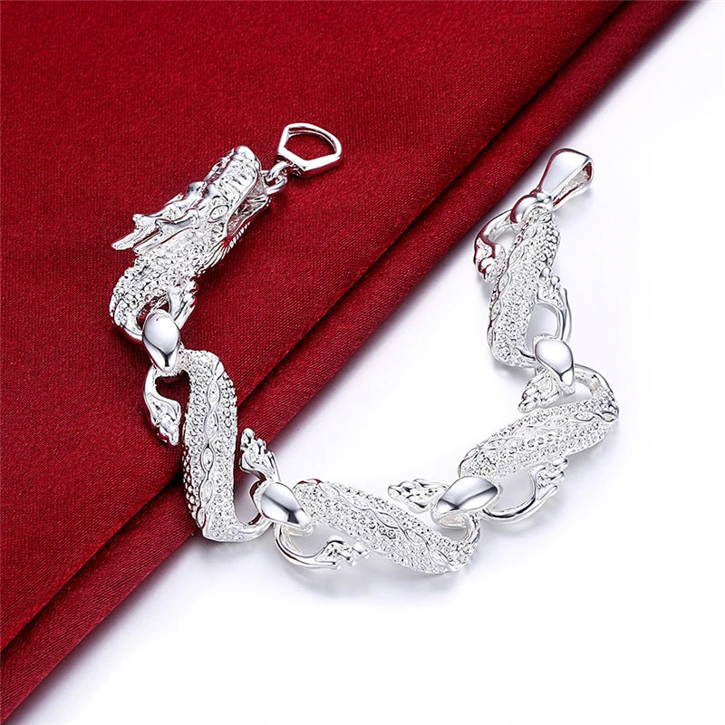 DOTEFFIL 925 Sterling Silwer Dragon Cuff Armband Vir Man Vroue Charm Trou Verlowingspartytjie Mode-juweliersware