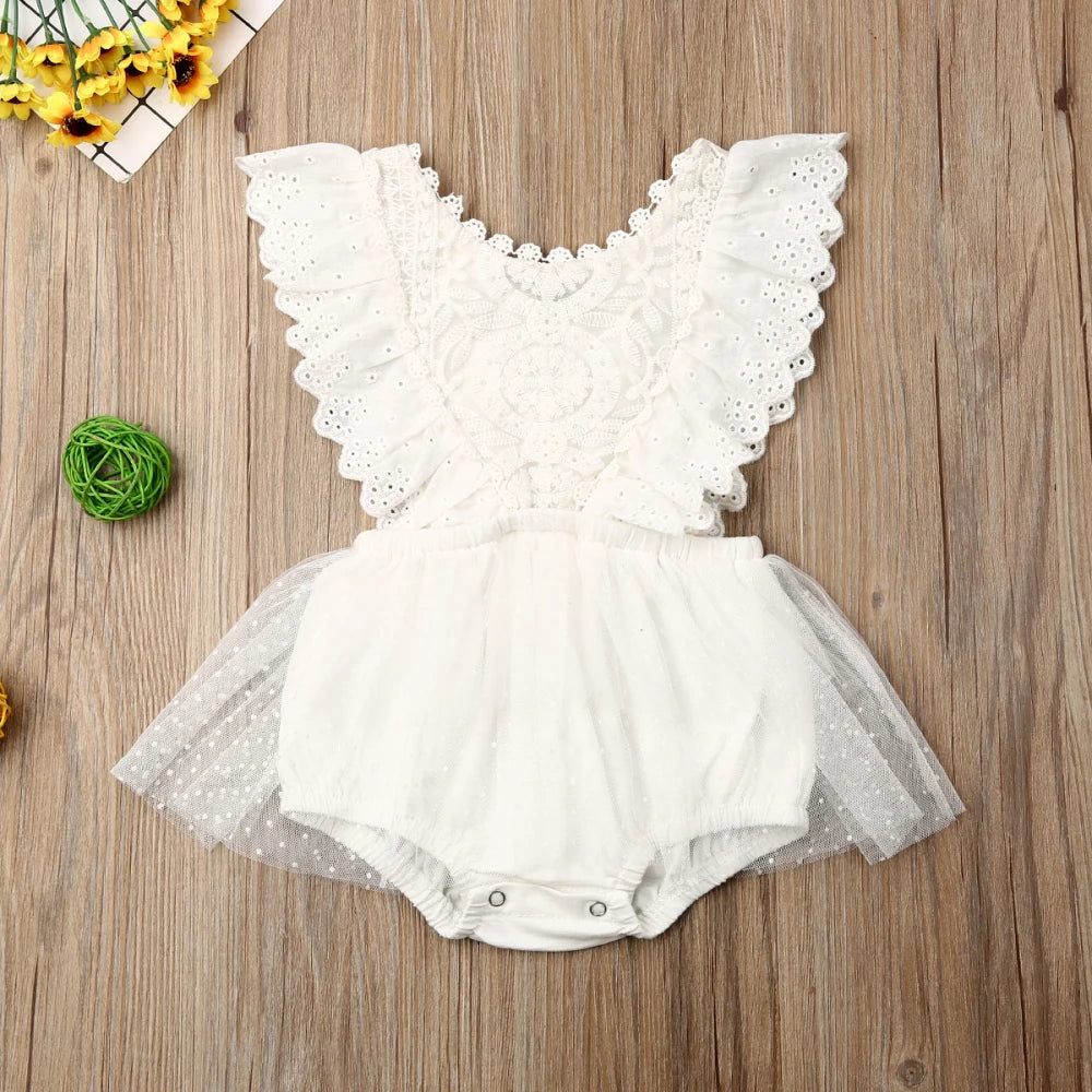 Meta Baby Fashion 0-24 Months Baby Girl Clothes Girls Flower Lace Romper Newborn Jumpsuit Kids Tutu Princess Outfit Summer Kid One-Pieces Clothing