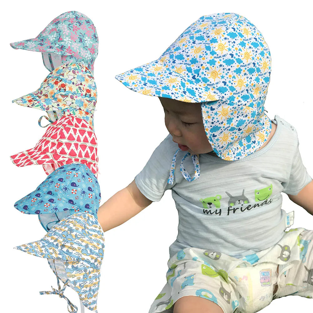 UPF50 + Uv Toddler Infant Kid Sun Cap Summer Outdoor Baby Girls Boys Holiday Cute Cartoon Beach Quick-Dry Hat