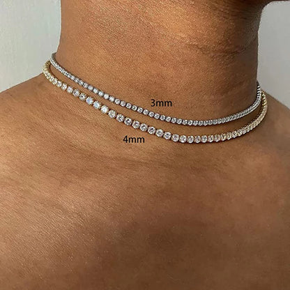 Tennis Choker Necklaces Women HipHop Iced Out AAA+ Cubic Zirconia Gold Color Chain Female Jewelry on The Neck Crystal OHN099