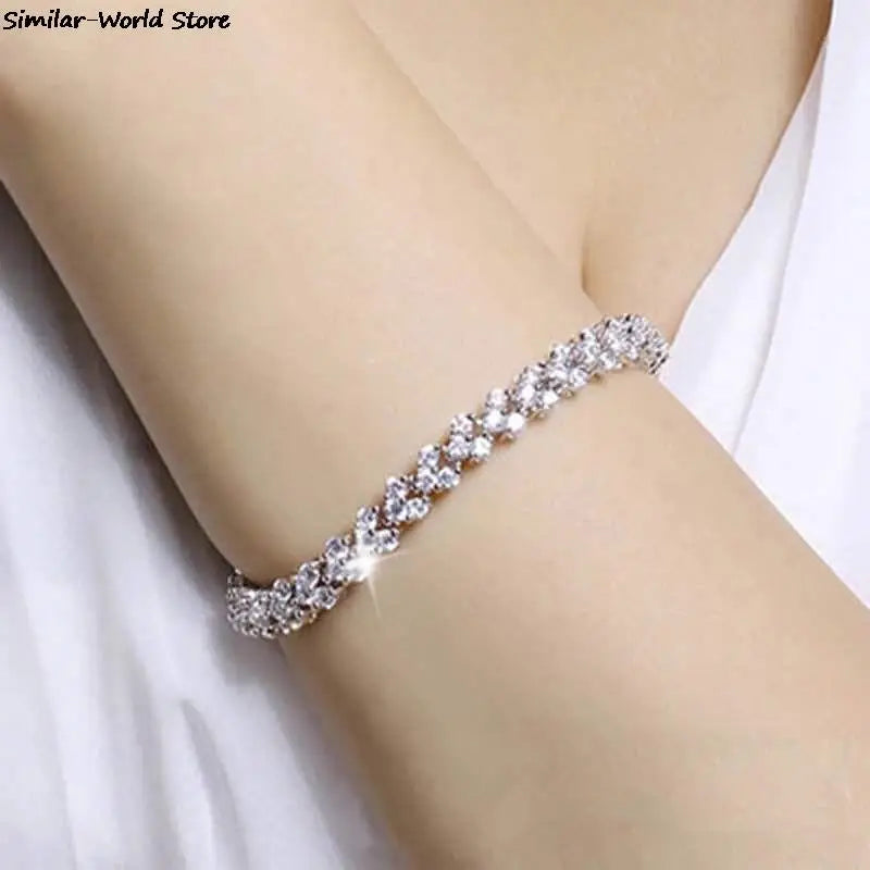 Cubic zirconia gold tennis chain hiphop silver color bracelets iced gift