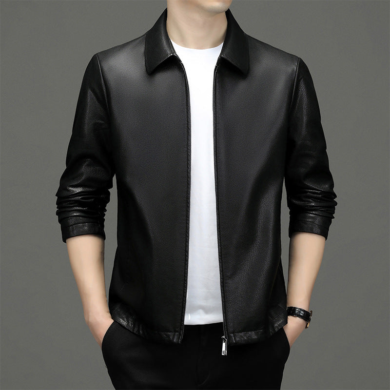 Meta Digital Store  Lapel Ecological Real Leather Clothes Coat Leather Jacket Men