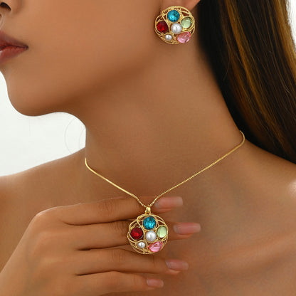 Meta Digital Store Jewelry Women's Jewelry Suit Inlaid Gemstone Winding Design