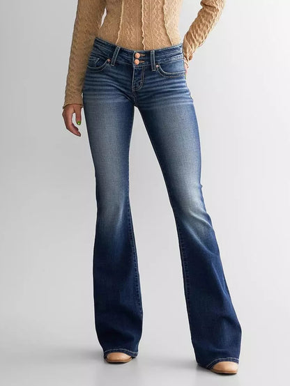 Dames middellyf Slim Fit Stretch Retro Flared Jeans