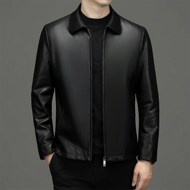 Meta Digital Store  Lapel Ecological Real Leather Clothes Coat Leather Jacket Men