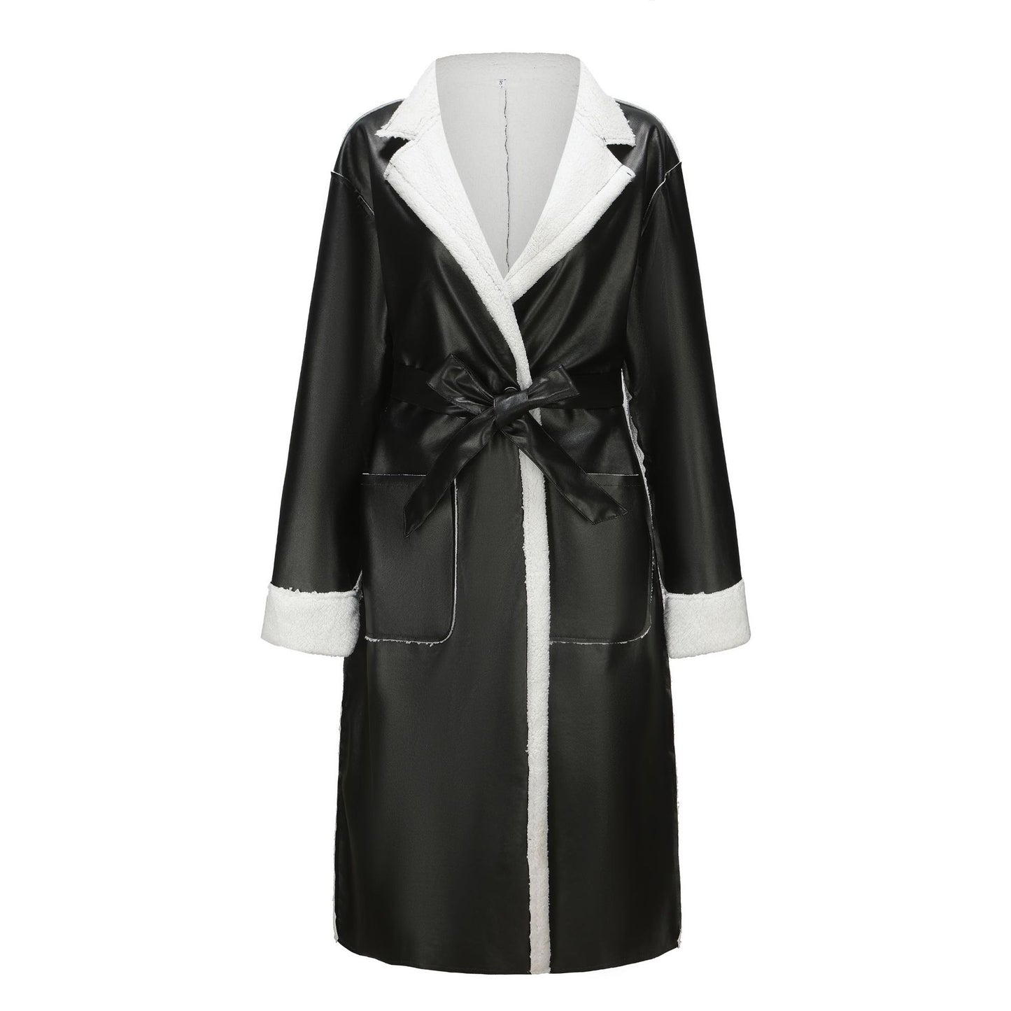 Digi Store Toevallige Leer Verdik Trench Coat Los Modieuse Baadjie