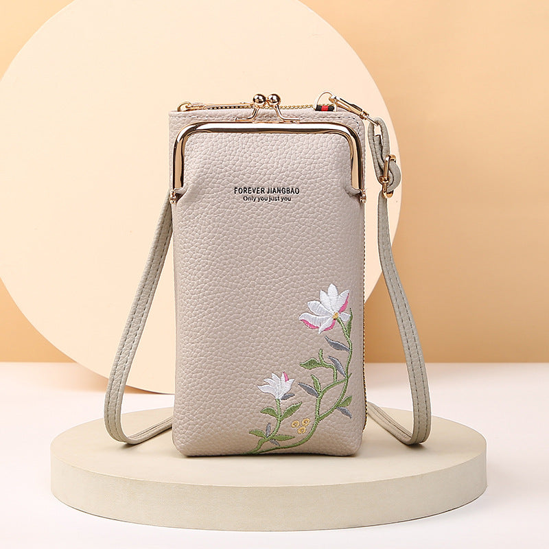 Fashion Litchi Embroidery Crossbody Shoulder Bag