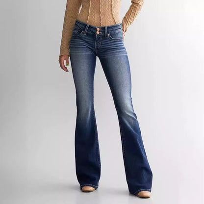 Dames middellyf Slim Fit Stretch Retro Flared Jeans