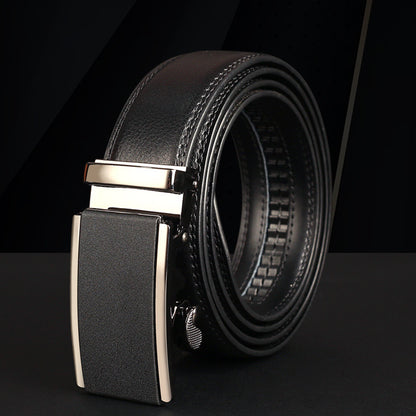 Meta  Digital Store  Men's Leather Automatic Buckle Two-layer Cowhide Embossed Belt