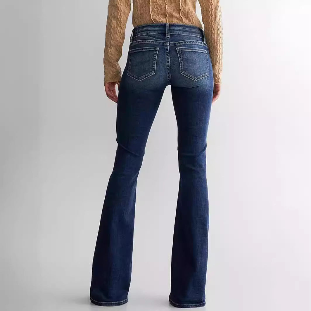 Dames middellyf Slim Fit Stretch Retro Flared Jeans