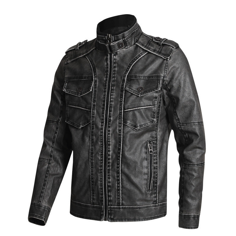 Meta Digital Store Thick PU Leather Coat Men's Fashion Casual