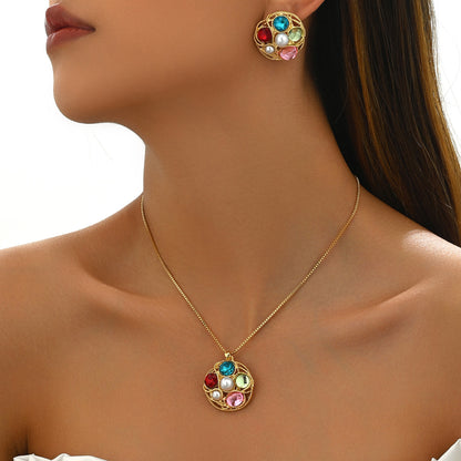 Meta Digital Store Jewelry Women's Jewelry Suit Inlaid Gemstone Winding Design