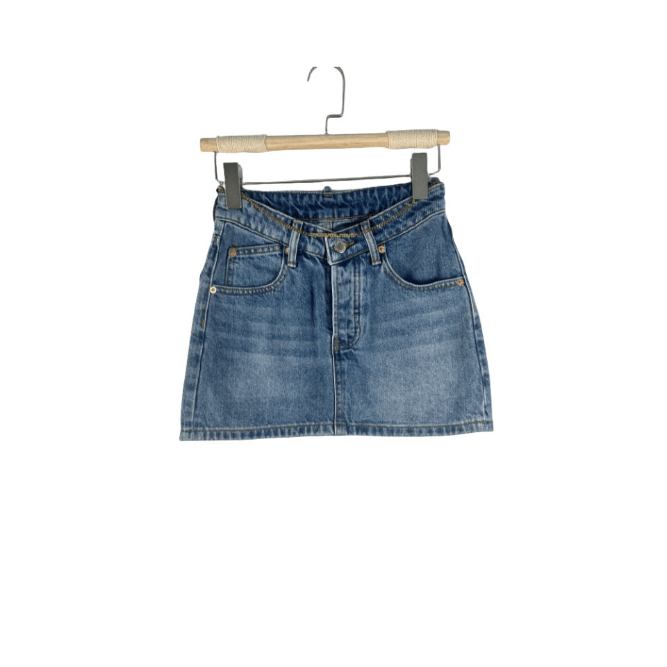 Meta  Digital Store  Women Jeans Fashion  Women's High Waist Loose And Slimming A- Line Denim Skirt