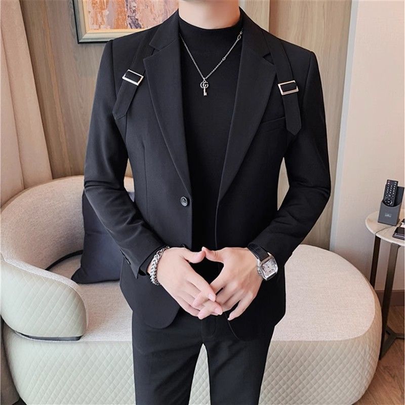 Meta  Digital Store  Design Strap Casual Men's Slim Jacket