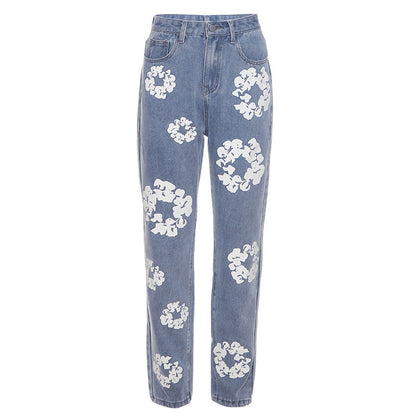 Meta Digital Store Women Jeans Fashion Fashionable Printed High Waist Straight Jeans For Women