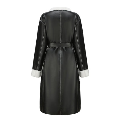 Digi Store Toevallige Leer Verdik Trench Coat Los Modieuse Baadjie