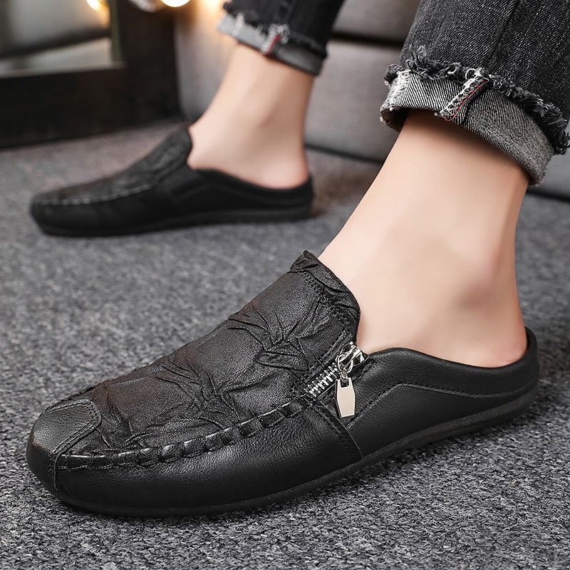 Men  Shoe Store  Men's Half Slippers Gommino Trendy Heel-free Men's Shoes Casual Lazy Slippers Gommino Semi Slippers