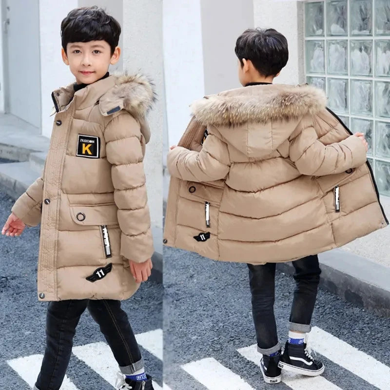 New 2024 Kid Winter Jacket A Boy Park 12 Children's Clothing 13 Baby 14 Outerwear 15 Coats 9 Thick Cotton Thickening -30 Degrees