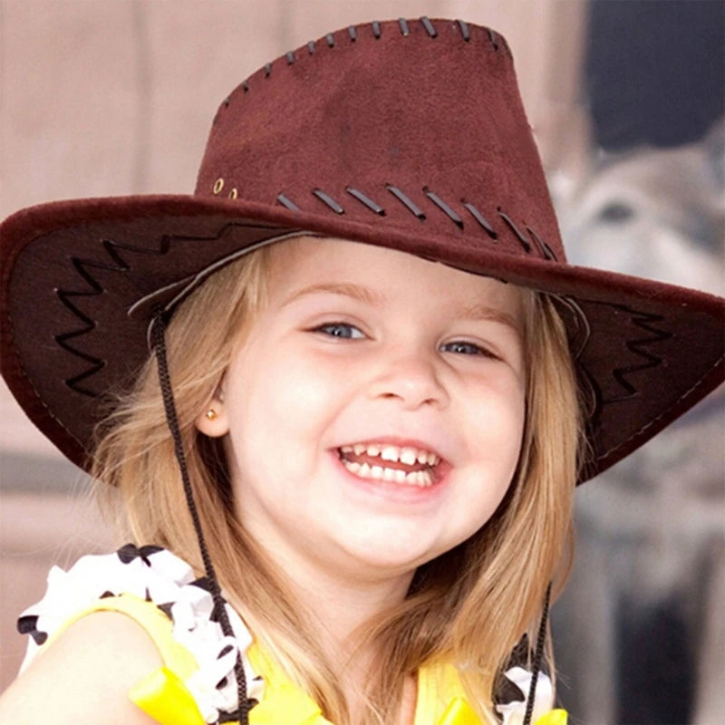 Fashion Cowboy Hat for Kids Personalized Party Straw Hat Suede Fabric Sun Hat Children Western Cowboy Hat for Boys Girls