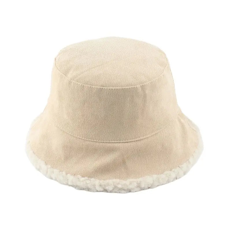 Unisex Harajuku Corduroy Emmer Hoed Mans Omkeerbare Visser Hoed Herfs Winter Lamswol Buitelug Warm Panama Cap Vir Vroue