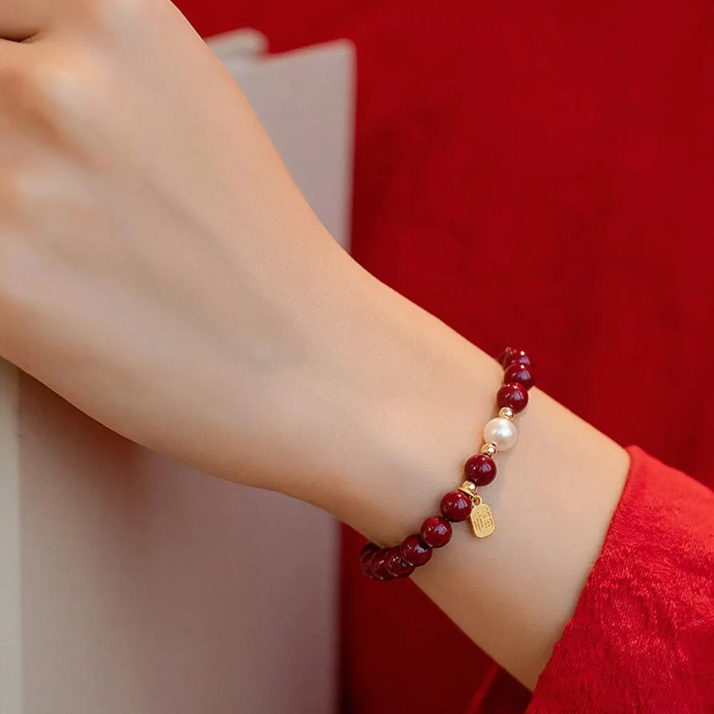 Feng Shui Wealth Bracelets for Woman - Natural Cinnabar Bracelet for Woman Protection Bring Luck Prosperity Attract Money