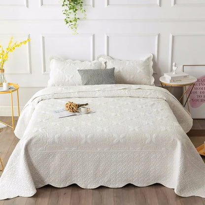 Nordiese Geborduurde Katoen Gewatteerde Bedsprei op die Bed Opgestopte Somer Quilt Kombers Gooi Dekbedekking Tuis Cubrecam Bed Cover Colcha