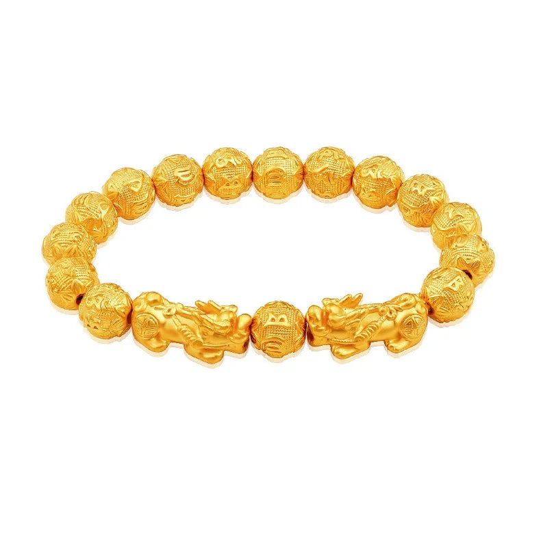 Fengshui Prosperity Bracelet 10mm Natural Bead Bracelets Single Pi Xiu / Pi Yao Attract Wealth Health and Good Luck Wrist Chain