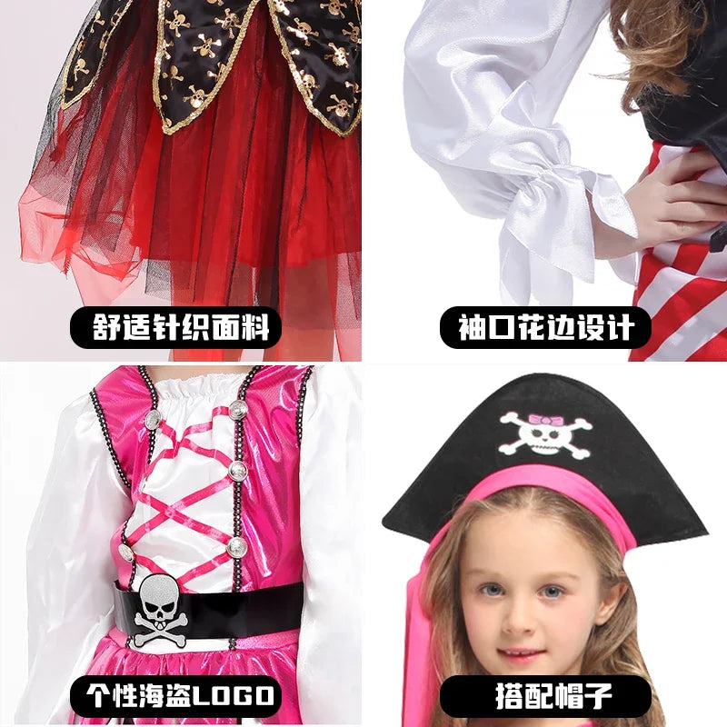 Kinders Caribbean Pirate Girl Kaptein Kostuum Carnival Maskerade Partytjie Kinders Meisies Fancy Dress Cosplay Klere