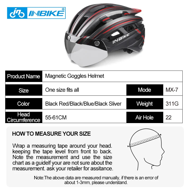 INBIKE-fietshelms vir mans met ligte Ultraligte buitelugry Magnetiese brilhelm Fietshelm Manfietsbykomstighede