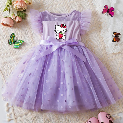 Hello Kitty 2-6Y Baba Meisie Rok Prinses Mesh Rok Somer Mouwlose Klere Fancy Trou Partytjie Rokke vir Meisies Somer 